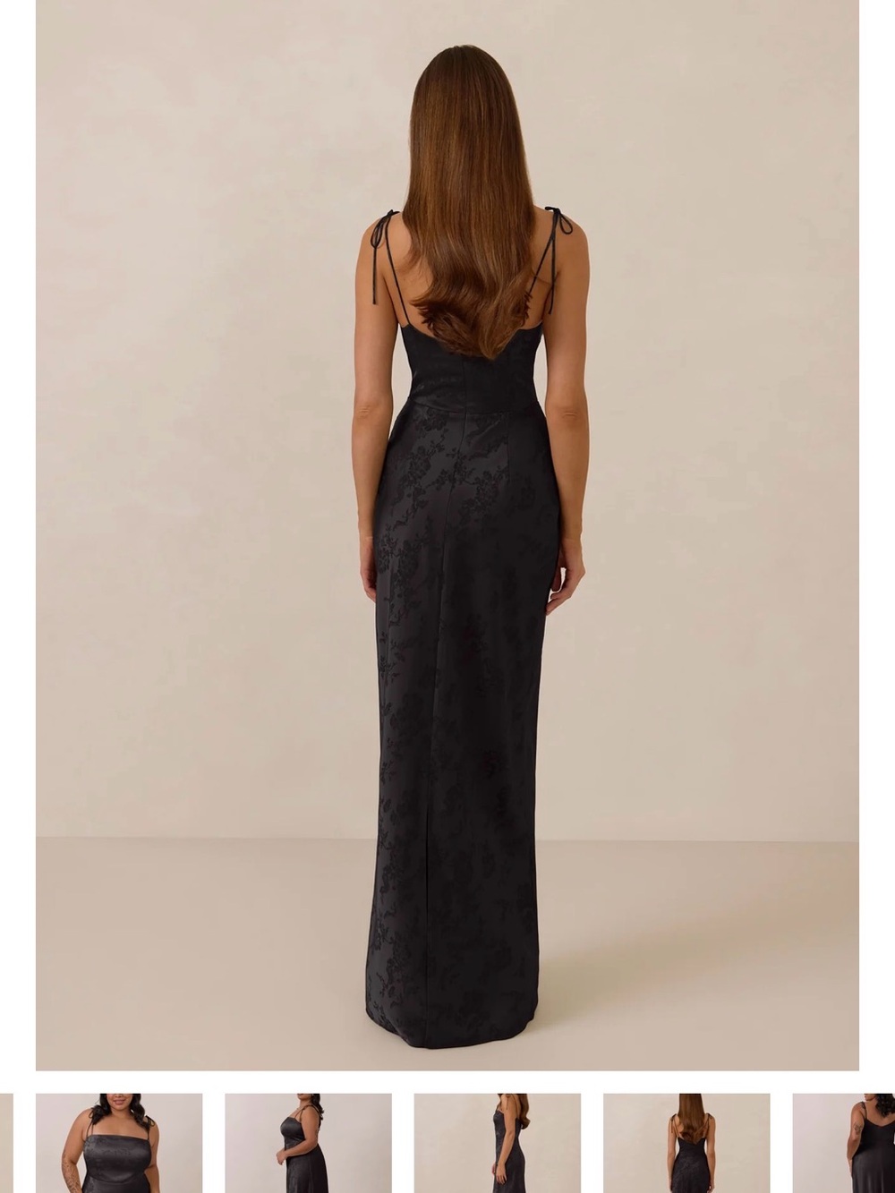 Park & Fifth Black Strap-Tie Jacquard Column Gown - Picture 2 of 3